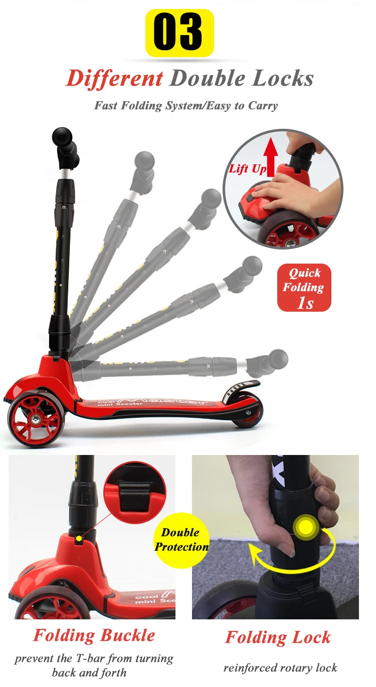 Infantil Brilhando Crianças Scooter Anos Bebê Walker Um-clique Dobrável Triciclo 3 Rodas Passeio no Carro 2-6 9 Infantil brilhando crianças scooter 2-6 anos bebê