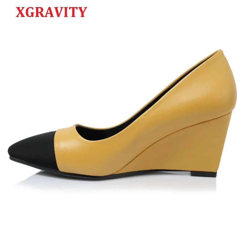 XGRAVITY New Autumn Spring Pointed Toe Wedges Comfortable High Heel