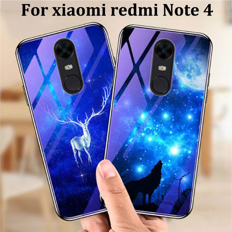 Для xiaomi redmi Note 4 чехол кожа синее закаленное стекло задняя крышка для Note4 чехлы
