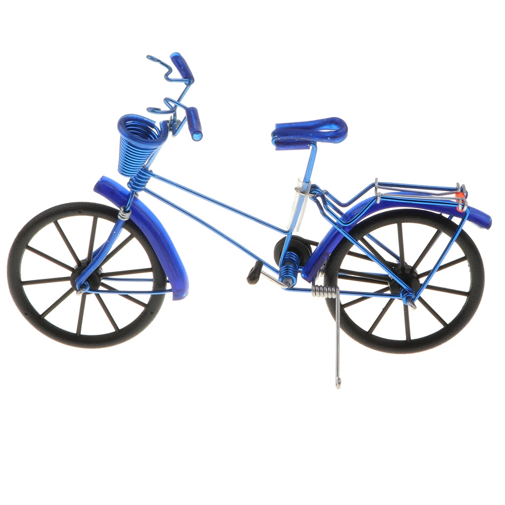 1:10 Aluminum Bike Model Bicycle with Basket Handicraft Toy Blue Diecast Bicycle Bike Toy Handicraft Bike Model