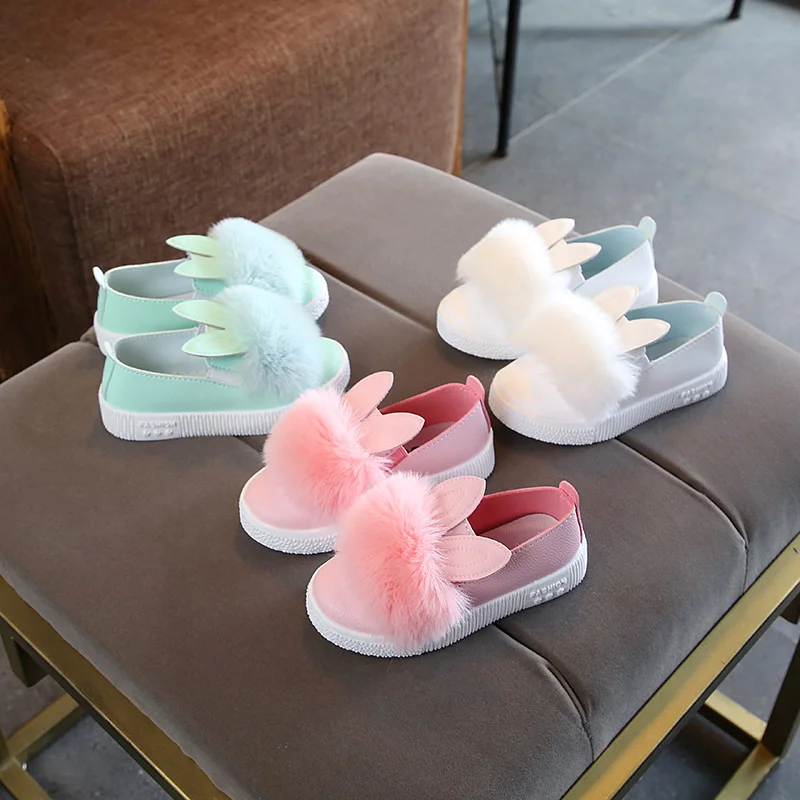 

New fashion kids shoes white Sneakers for girls cute casual shoes baby rabbit ears children's shoes Single shoes size 21-30