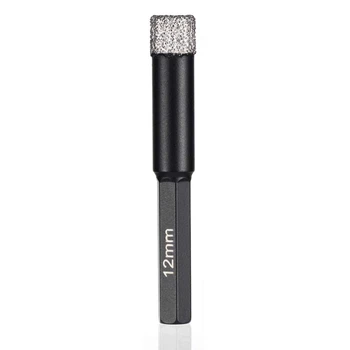 

Drill Bit Durable Porcelain Glass Ceramic Hole Opener Tile Spade Dry Cut Tools Braze Diamond Hexagonal Shank(12Mm)
