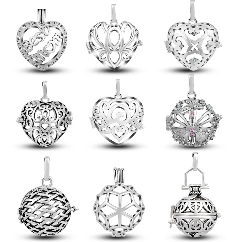 

EUDORA 18 mm Locket Cage Aromatherapy Lockets Cage Heart /Lotus Flower/ fish 9 Style Pendant DIY Jewelry Findings & Components