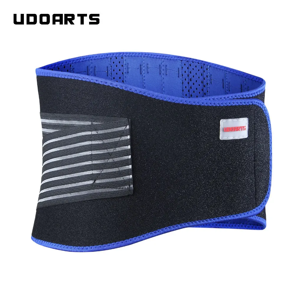 Udoarts регулируемый задний поддерживающий ремень с 10 съемными стальными шипами и двойными ремешками - Цвет: Black Blue