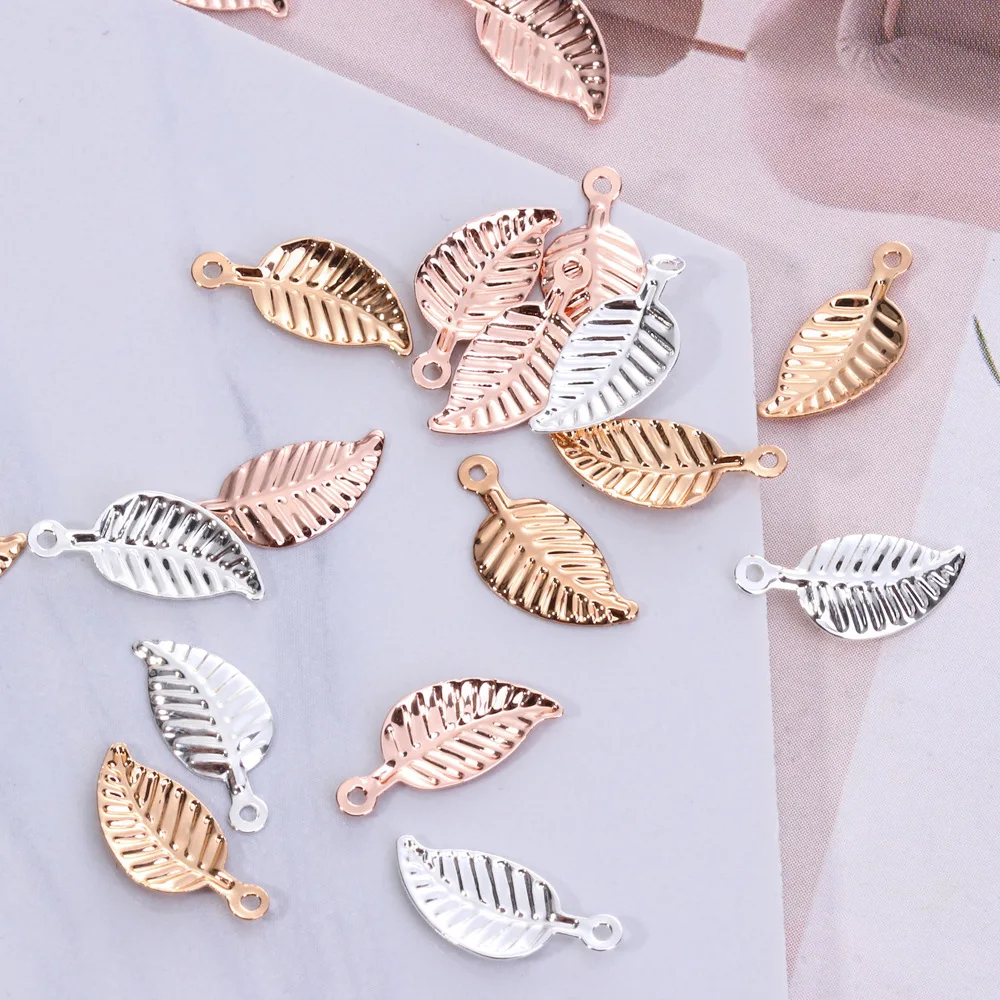 

25PCS/lot 13*6mm Gold Silver Vintage Small Leaf feather Charms Handmade DIY Necklace Bracelet Earrings Jewelry making Findings