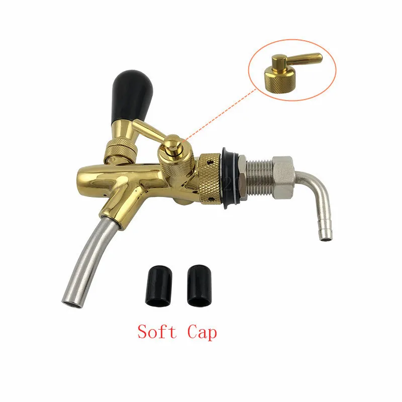 Draft Beer tap faucet, Adjustable Faucet with golden plating,- Keg Tap Spout Homebrew Beer + 2pcs Beer Tap Cap (5)