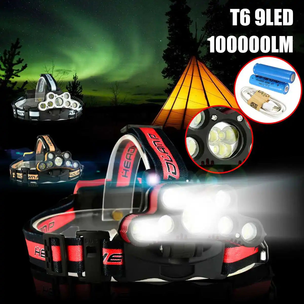 Red 120000lm Smuxi 2501-B налобный фонарь 7* t6 головной светильник 6 режимов головной светильник водонепроницаемый falsh светильник 18650 для охоты и велоспорта, кемпинга - Испускаемый цвет: Red