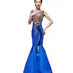 Сексуальная v-образным вырезом тонкий Вечерние платья больших размеров S-2XL кристаллы блесток Русалка вечернее платье Халаты De Soiree Longue 2016 ck50