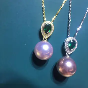 

2 COLOR 925 Sterling Silver Pendant Set Component Findings Women's Parts for Oyster Edison Pearl Coral Jade Beads Stones