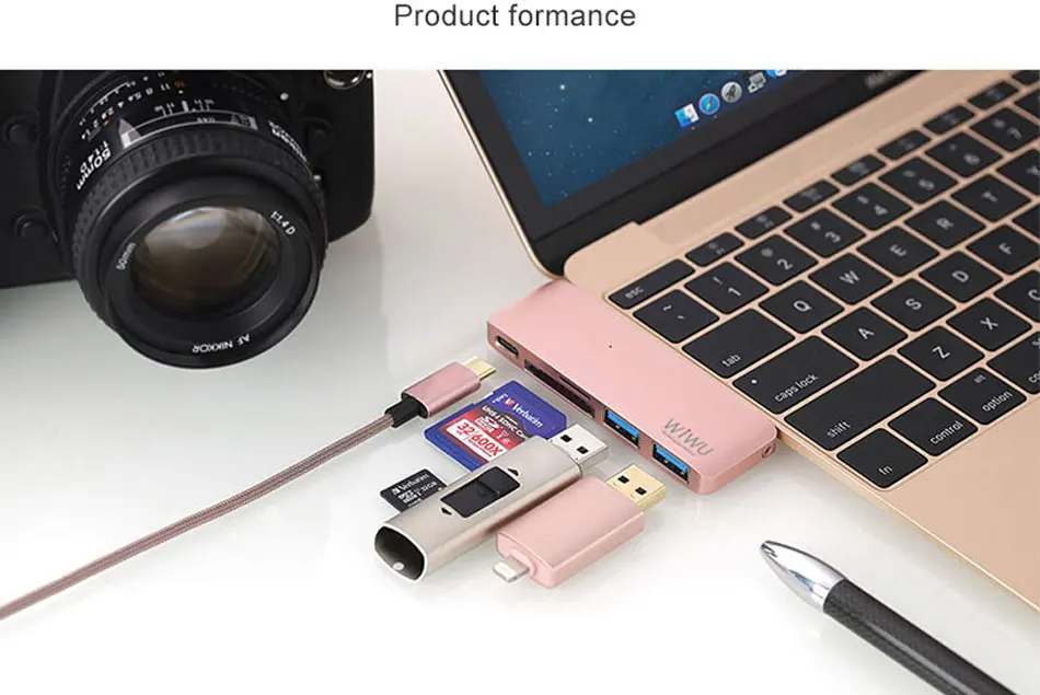 WIWU Thunderbolt USB 3,0 для Macbook Pro Air type C концентратор 5 в 1 USB концентраторы для ноутбука кабель для Macbook 12 концентратор разъем USB