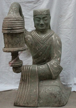 

USPS to USA S2288 31" Archaic China Chinese Dynasty Palace Bronze Light Lamp servants Man Statue