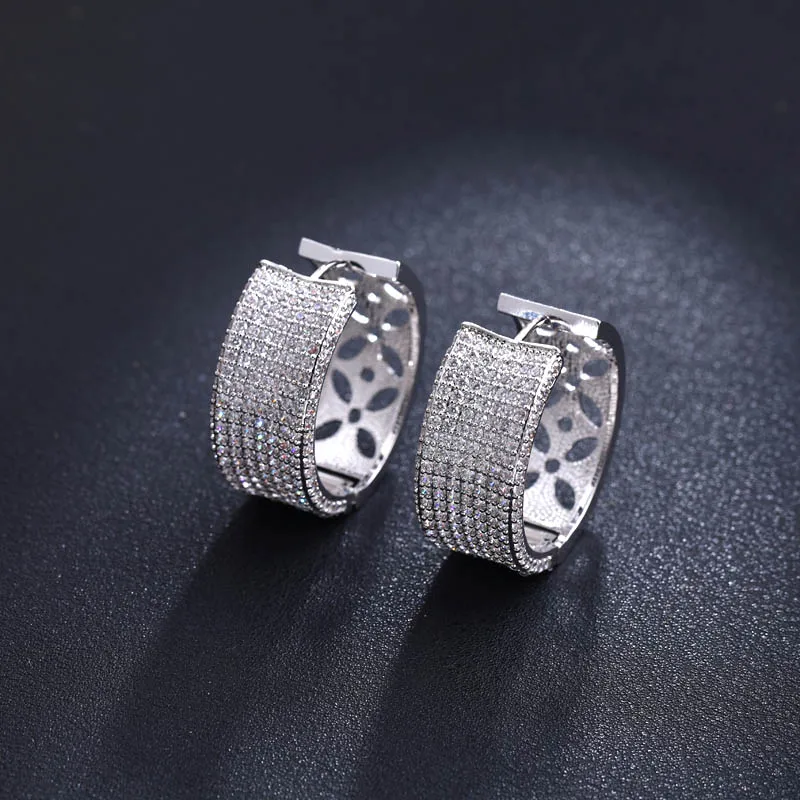 

janeklly trendy Geometric Circle Hoop Earrings For Women Accessories Full Cubic Zirconia Earrings Jewelry pendientes mujer moda