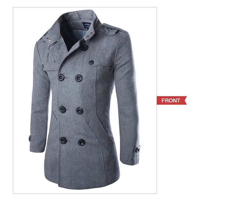 Прямая, Осеннее Мужское пальто-Пыльник, шерстяное пальто, приталенная верхняя одежда, 2 цвета, M-5XL, AYG118 - Цвет: light chinese size