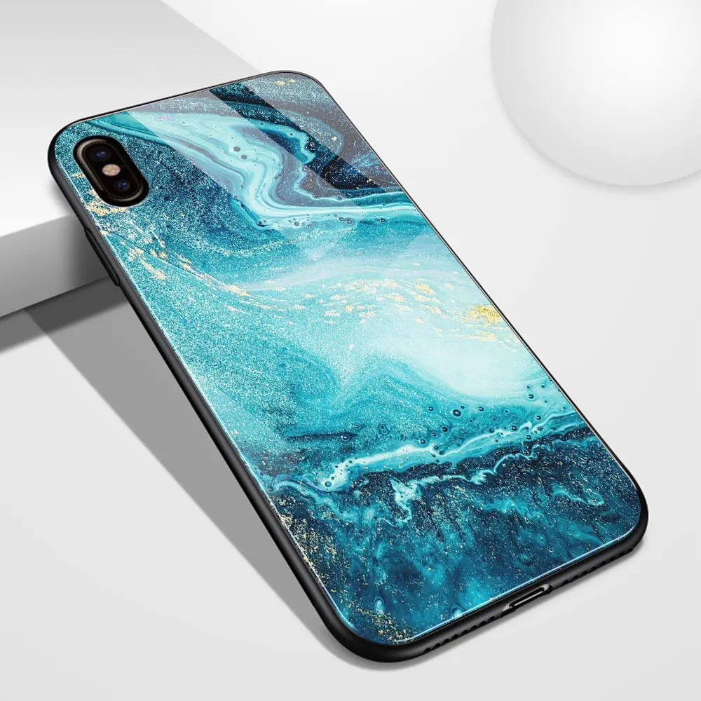 For Iphone 12 Case Glass Back Cover Iphone 13 Marble Color Painting Funda For Iphone 6 6s 7 8 Plus X Xs Max Xr 11 12 13 Pro Max cool iphone 12 pro max cases