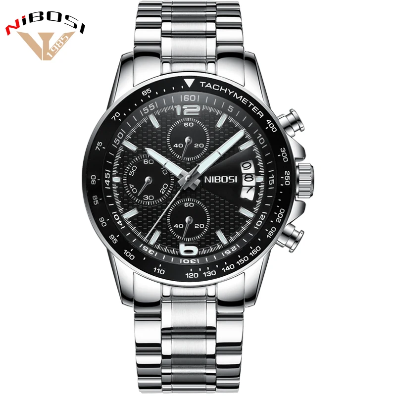 

Top New Men's Luxury Military Watch Silver Stainless Steel Clock Luminous Calendar Quartz Watches Wrisrwatch For Men Relogio