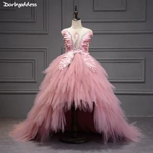 Платья для девочек, держащих букет невесты на свадьбе; цвет розовый, белый; платье для дня рождения с коротким передом и длинной спинкой для девочек; Детские Вечерние платья на выпускной;