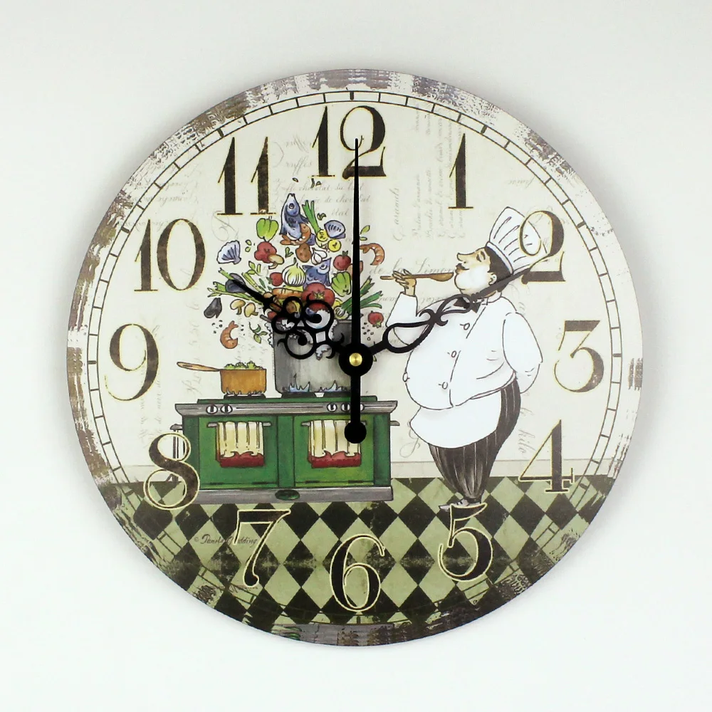 Horloge amusante bande dessinée mur deco Hommes en cuisine Acrylique Horloge 