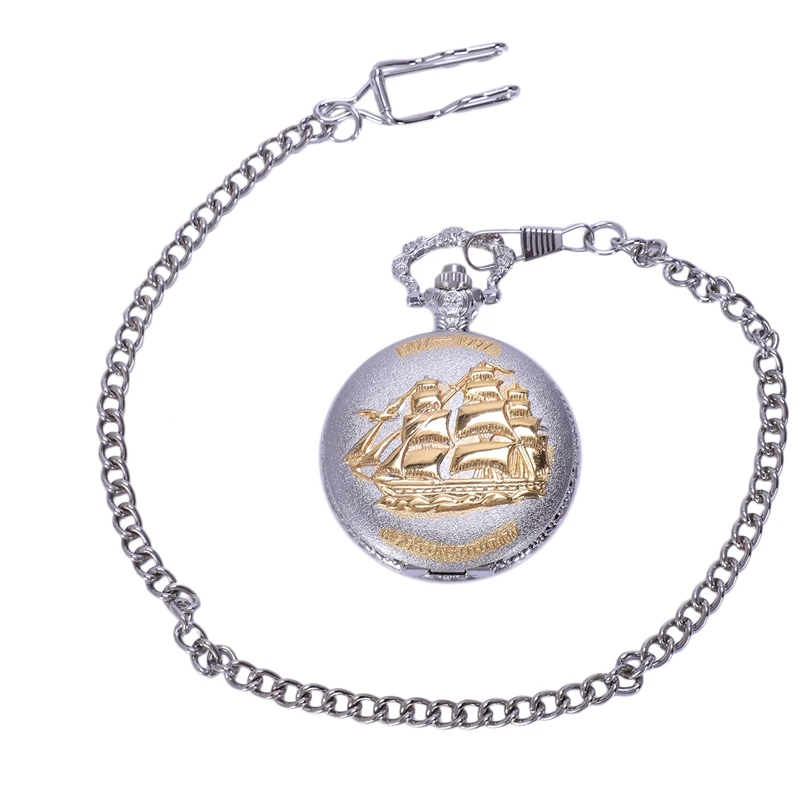 

Bronze Sailing Canvas Boat Necklace Pocket Chain Quartz Pendant Watch