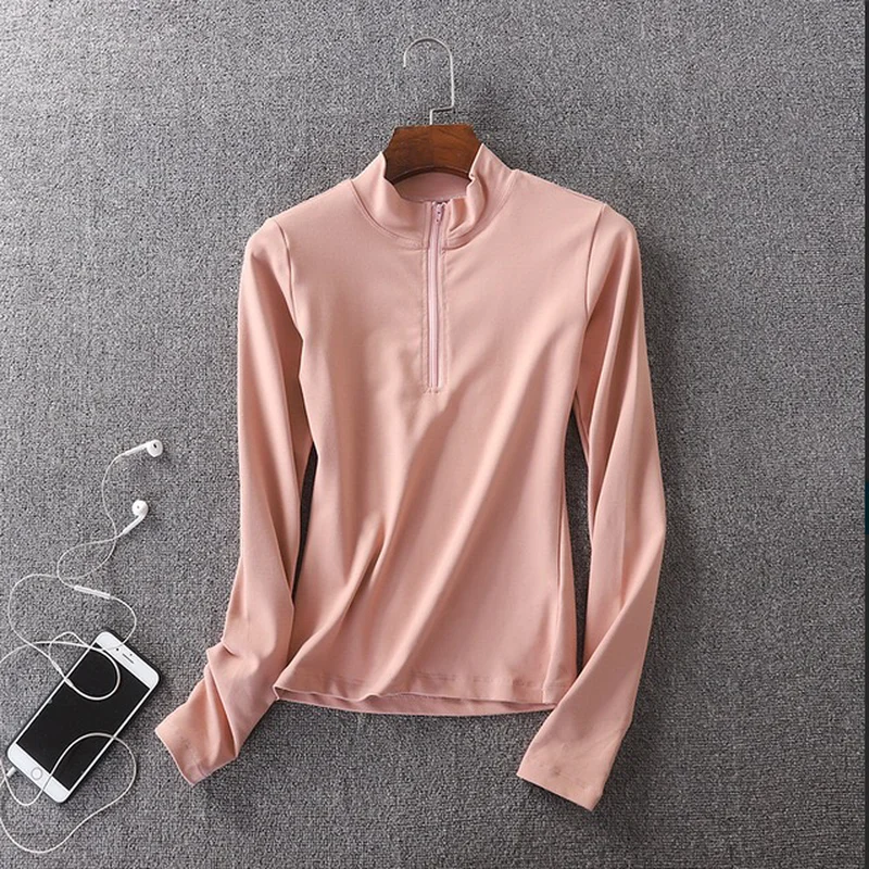 Yoga Top Sport Top Sports Wear for Women Gym Zipper Long Sleeve Yoga Shirt Solid Quick Dry Breathable Fitness Shirt Jersey Mujer