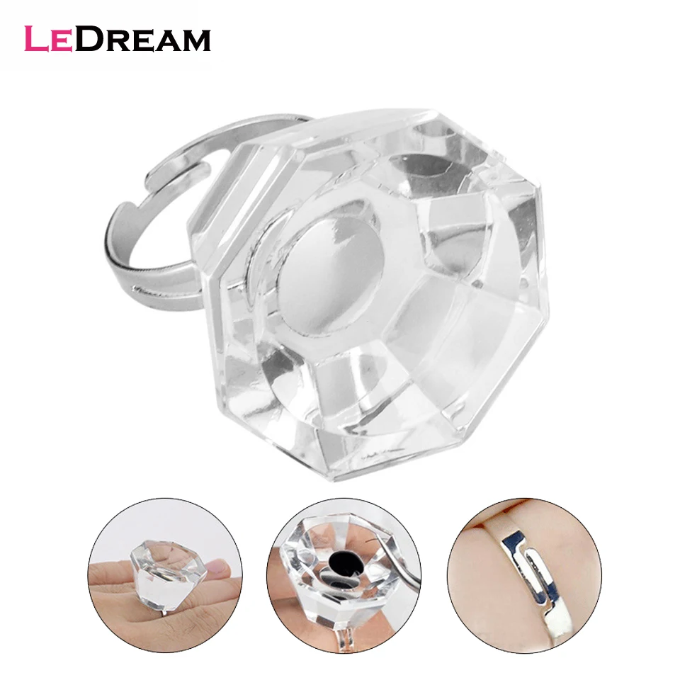 

1PC Crystal Transparent Adjustable Tattoo Ink Pigment Ring Cup Holder Container Rack Storage Makeup Tools Kit Accessories
