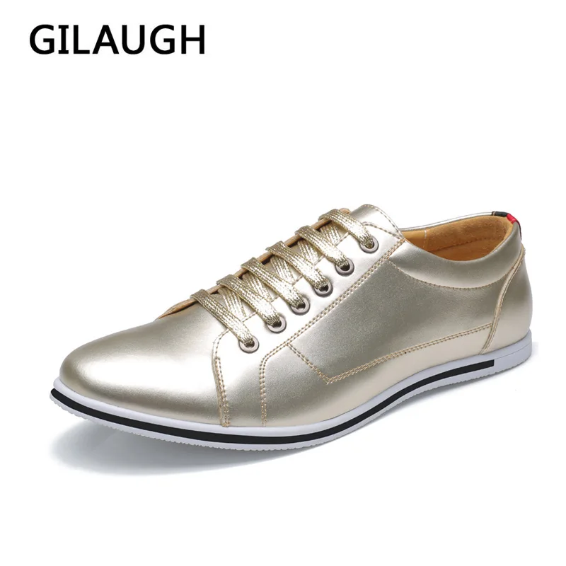 Meilleur GILAUGH Grande Taille 38 50 Mode Classique Style Hommes Chaussures, or Argent Simple Designer Hommes Casual Chaussures