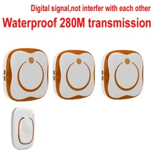 Дверной звонок с 1 излучателем+ 3 приемника водонепроницаемый 280 м дальний беспроводной дверной звонок, дверной звонок, беспроводной, беспроводное кольцо, дверной звонок