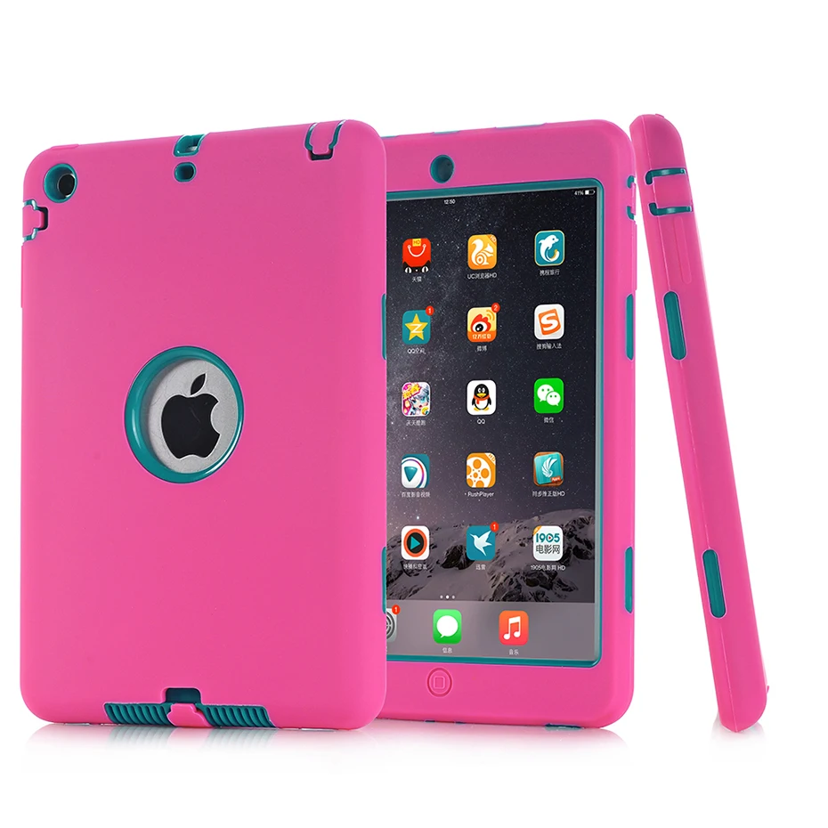 Чехол для iPad Mini 3 2 1 retina Kids безопасный защитный противоударный ударопрочный Ударопрочный силиконовый Жесткий чехол для планшета с защитой от царапин - Цвет: Mini Rosered Blue