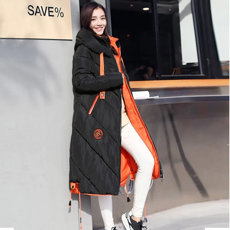 Женское зимнее пальто с длинными рукавами объединённый длинный жакет с капюшоном Толстая теплая хлопковая куртка-пуховик большой размер свободное Женское пальто для отдыха G89