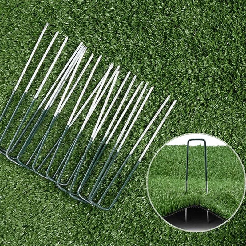 

Half Green Artificial Grass Turf U Pins Metal Galvanised Pegs Staples Weed Household Tools Garden Plant Fence Durable Fences