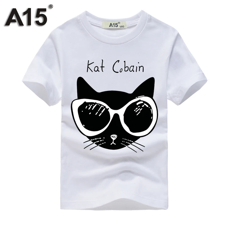 

A15 Boys Funny T-Shirt Cat 3D Kids White T-shirt For Teenager Girls Clothing Tops Tees 2018 Summer T Shirt Age 6 8 10 12 14 Year