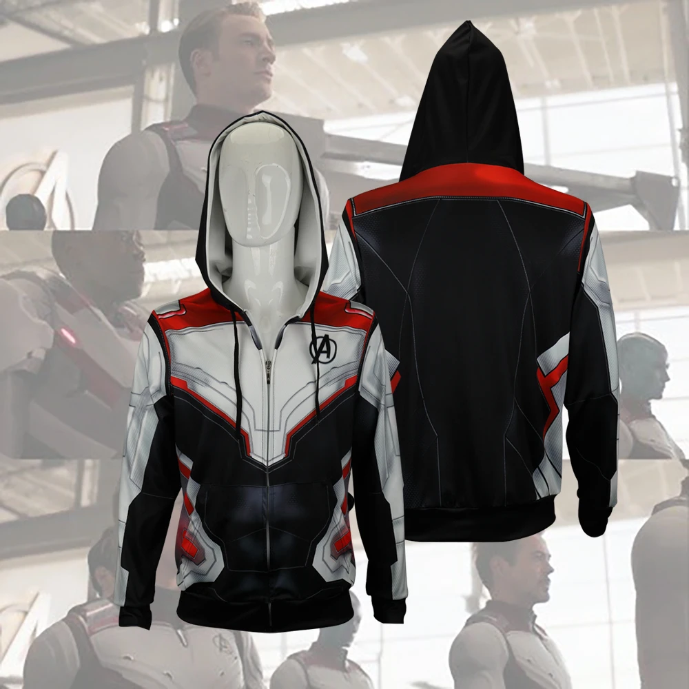 

2019 New Avengers Endgame Quantum Realm Sweatshirt Jacket T-shirt Advanced Tech Hoodie Cosplay Costumes