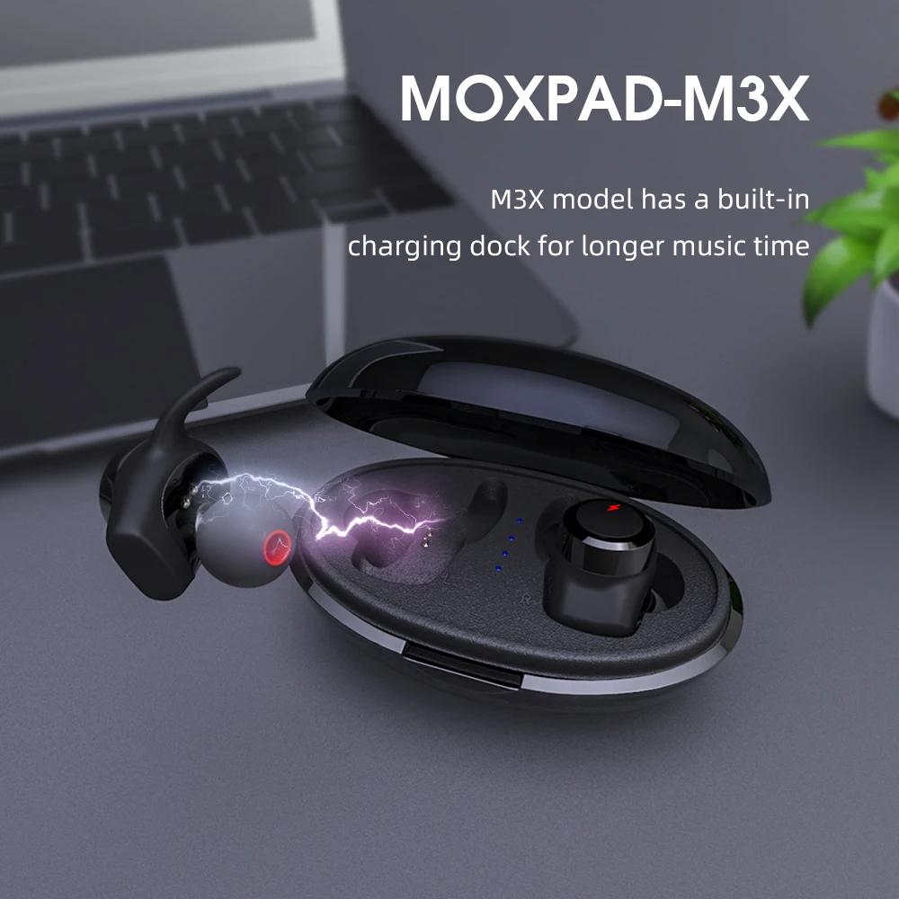 MOXPAD M3-M3X настоящие Беспроводные наушники с микрофоном спортивные наушники