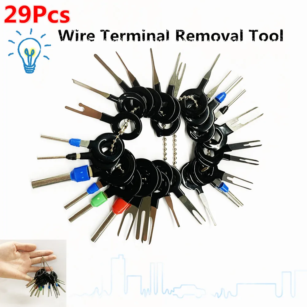 

29/18Pcs New Car Terminal Removal Electrical Wiring Crimp Connector Pin Extractor Kit Automobiles Terminal Repair Hand Tools