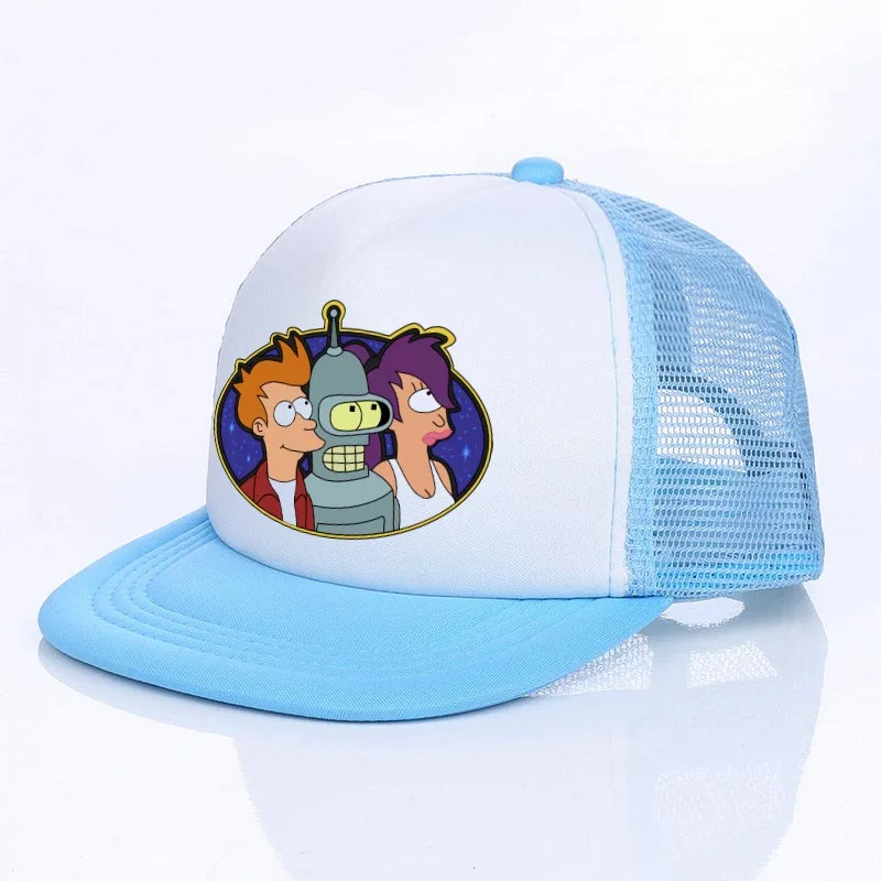 Planet Express Rocket Ship Outdorr Mesh Hat For Men Women Futurama Bender Meme Snapback Caps Combat Robot Trucker Cap YF107