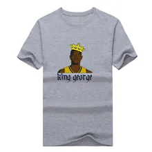 2017 Fashion Paul George Pacers “King George” T-shirt Tee 100% Cotton fans 13 T shirt 0112-30
