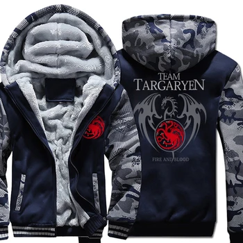 

2019 New Arrival Hoodies Men Winter Thick Sweatshirt Print Targaryen Fire & Blood Punk Hip Hop Sweatshirts Men Harajuku Hoodie