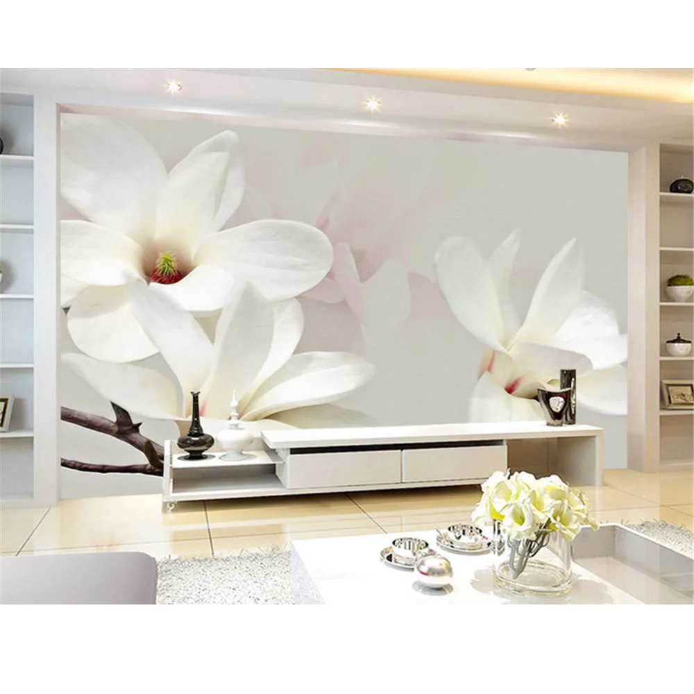 

3D Murals Custom Wallpaper For Walls DIY Beautiful White Flowers Brand Designer Non-woven Fabric Wall Papers Living Room New 301
