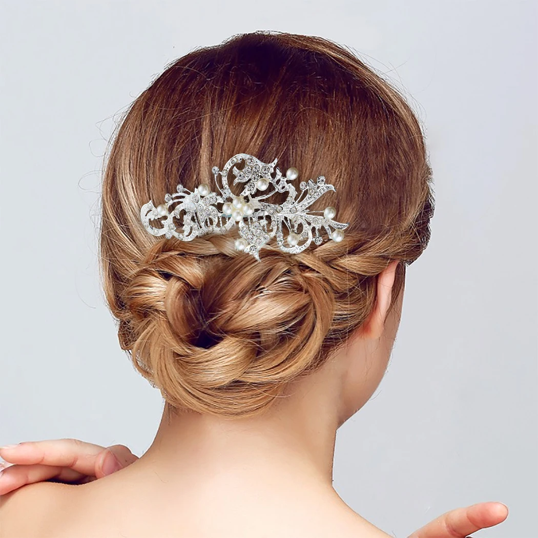 4 шт модный, жемчужный, с кристаллами Свадебные украшения для волос Шарм цветочный свадебный гребни для волос женские вечерние заколки Свадебные аксессуары для волос