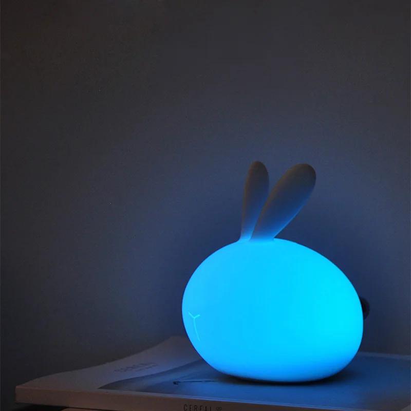 

Cute Rabbit Animal Night Light DC 5v 0.15w 7 Changeable Color 3 Dimable Brightness 310g Energy-Saving Desk Light