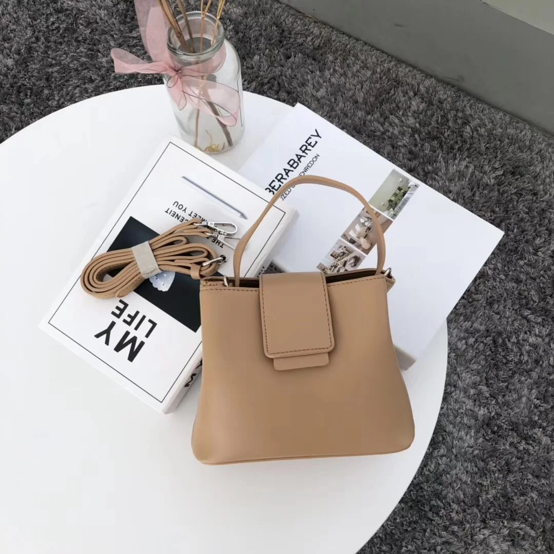 

Simple Solid Color Bucket Bags Leather Handbags Shoulder Messenger Bag Casual Crossbody Bags Evening Clutch Purse Lady Handbags