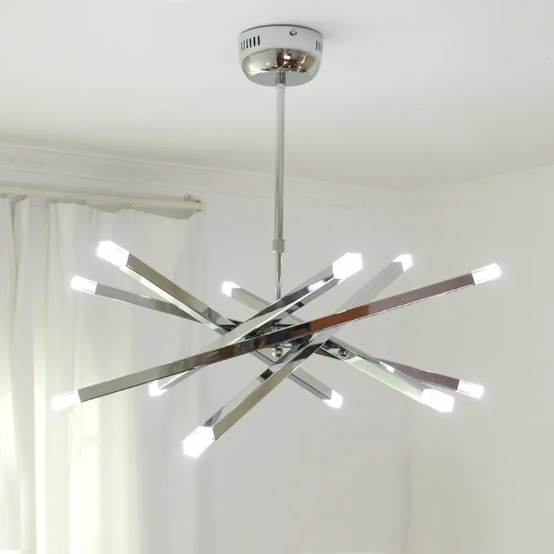 12 Lights Modern Chrome Rod Star Stainless Steel Pendant Lamp Ceiling Hanging Fixture for Home Office Living Room Shop Decor (7)