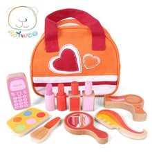 [Toy Woo] новые деревянные детские игрушки, косметический набор, имитация пазла, домашний дом, набор для макияжа, детские развивающие игрушки, подарки для маленькой девочки