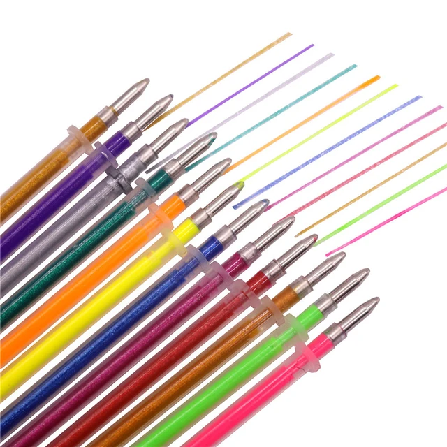 20 Pcs Flash Color Gel Pen Fluorescent Refill 1.0mm Pen Tip 129mm