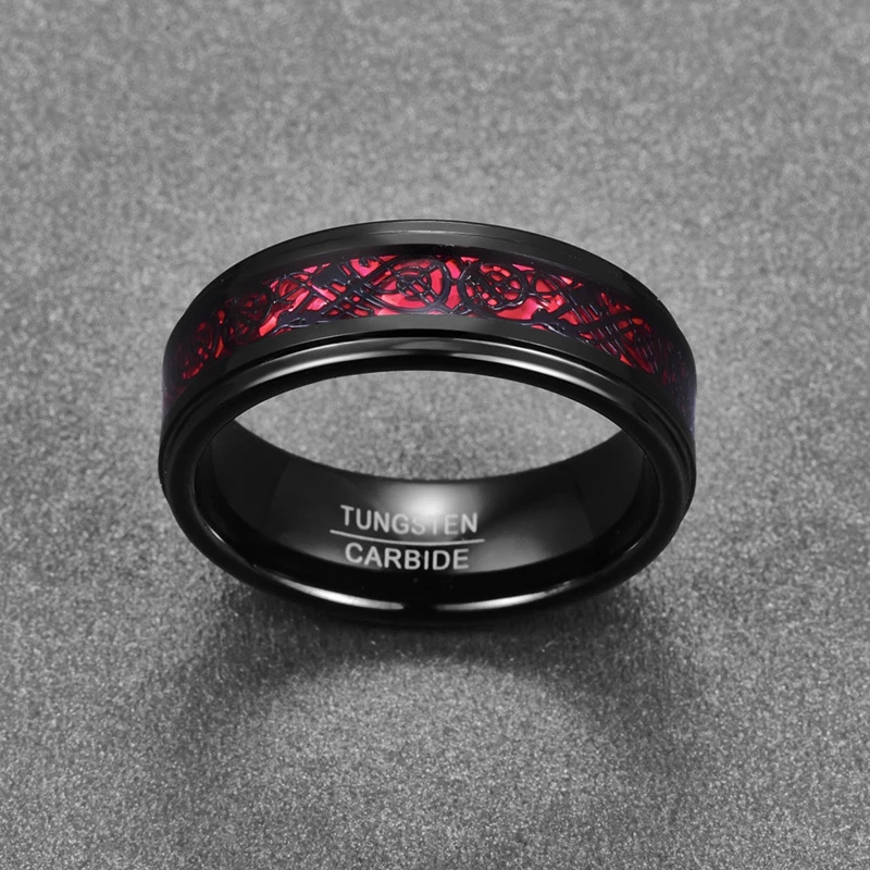 Бренд Bijoux мужское Ювелирное кольцо Гальваническое черное инкрустированное красный опал бумага Черный Дракон протектора шаг вольфрамовое кольцо