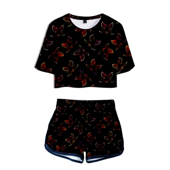 

2019 3D Printed Summer Women Open-neck Short-sleeved T-shirt Shorts Suit Conjuntos De Mujer Two Piece Pants Set Dropshipping