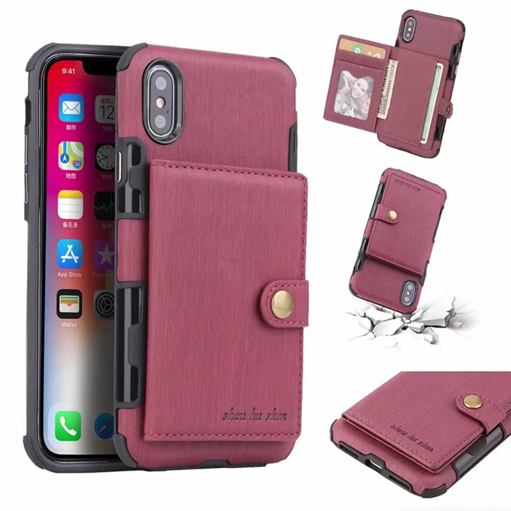iphone 7 silicone case Retro PU Leather With Card Pocket Back Cover For iPhone 12 11 Pro XS MAX XR X 8 7 6Plus SE 2020 Multifunction Wallet Phone Case cute iphone 8 cases