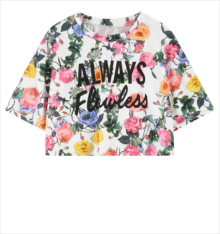 

2017 New Arrivals Harajuku Letter Digital Print Loose women Streetwear Middle Short Sleeve O-neck preppy Sweet girls T-Shirt