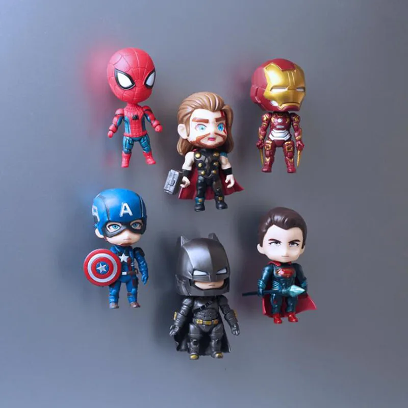 

6 Pieces Home Cute Avengers Refrigerator Stickers Spider-Man Raytheon Iron Man 3D Creative PVC Magnetic Stickers Message Posts