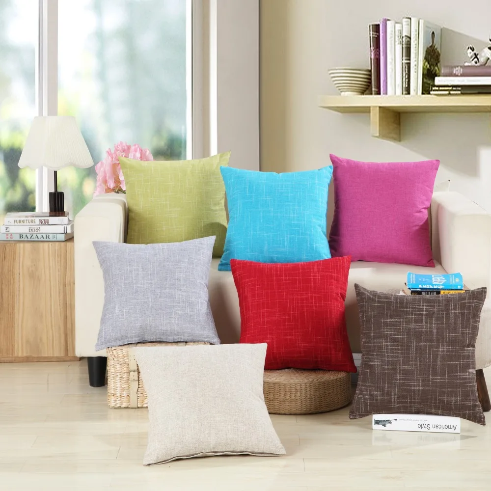 

Double-sided decorative pillowcase solid color cotton and linen simple fashion sofa home pillow