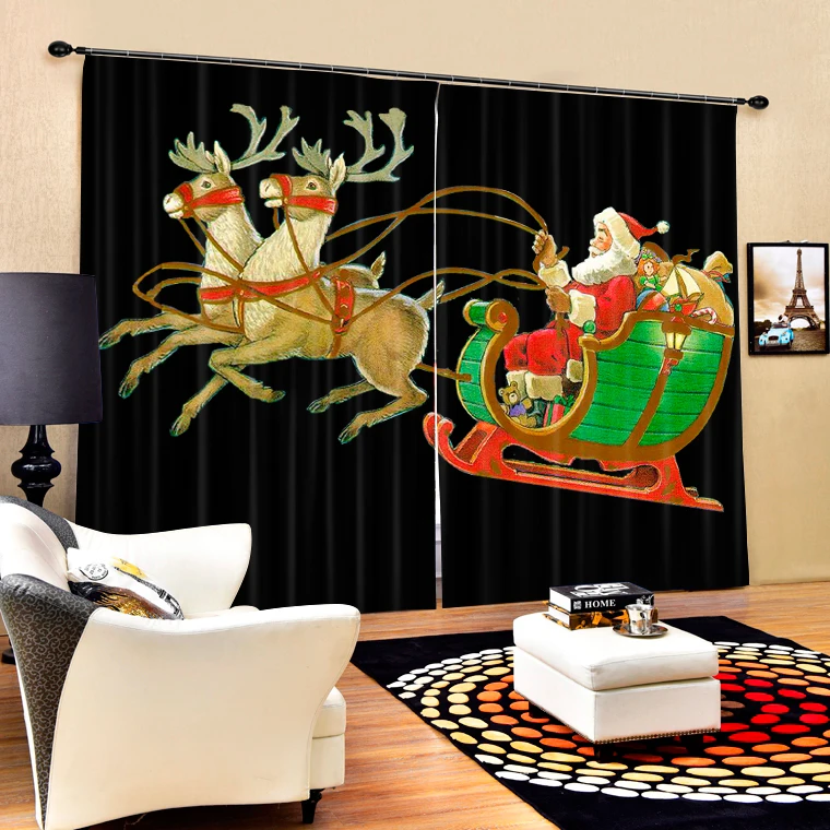 

Christmas Santa Claus Curtains 3D Photo Printing Blackout For Window Living Room Bedding Room Hote Office Sofa Decoration
